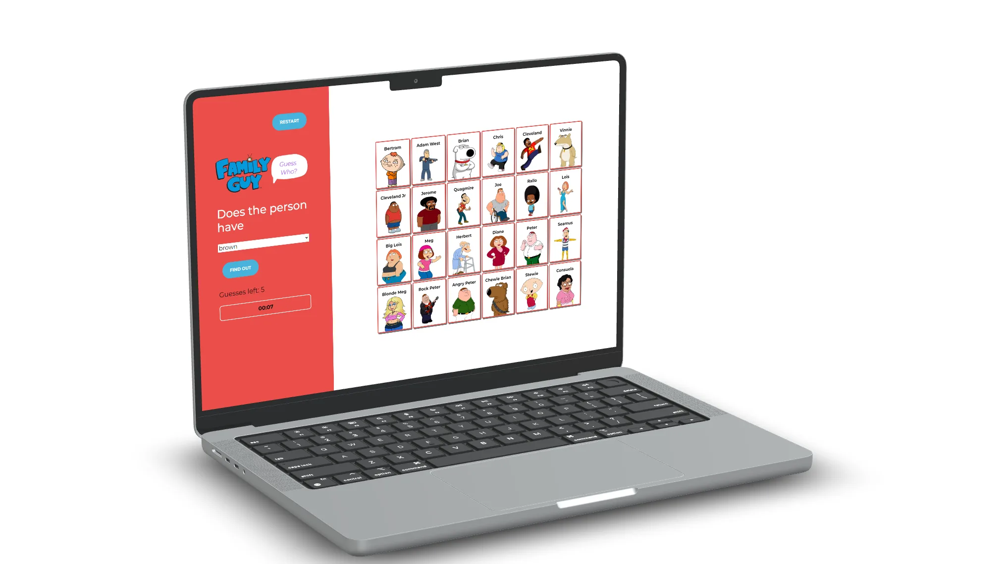 Screenshot of the Guess Who app