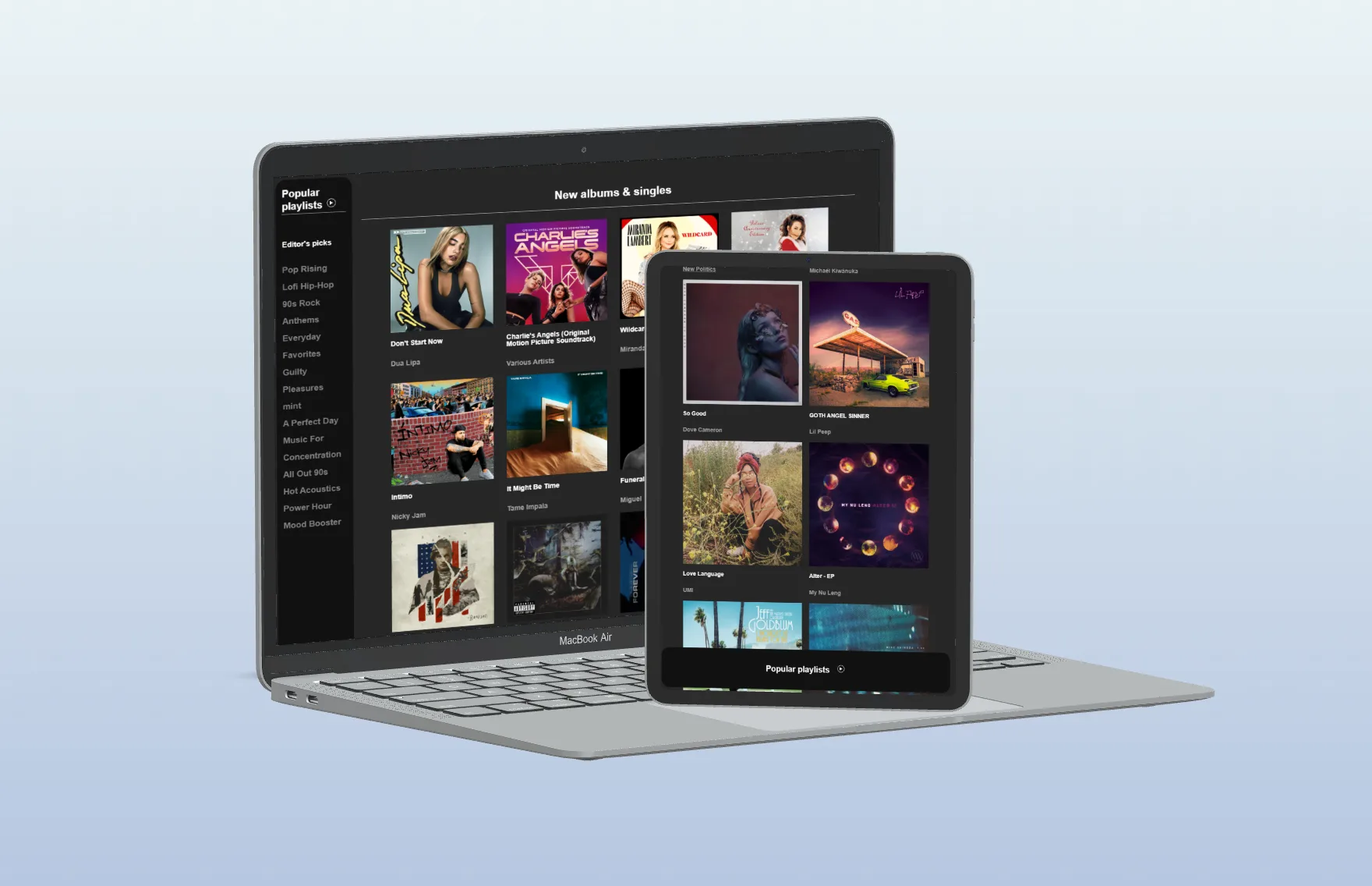 Screenshot of the Music Releases app