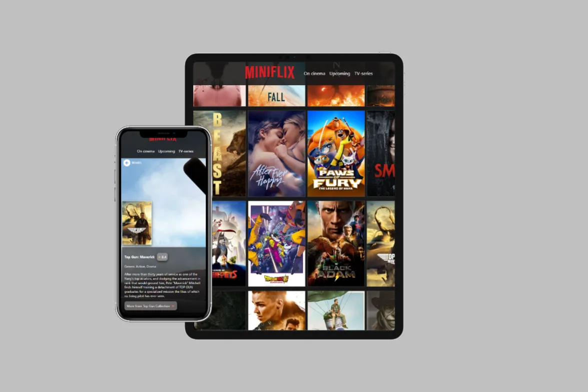 Screenshot of the Miniflix movie site
